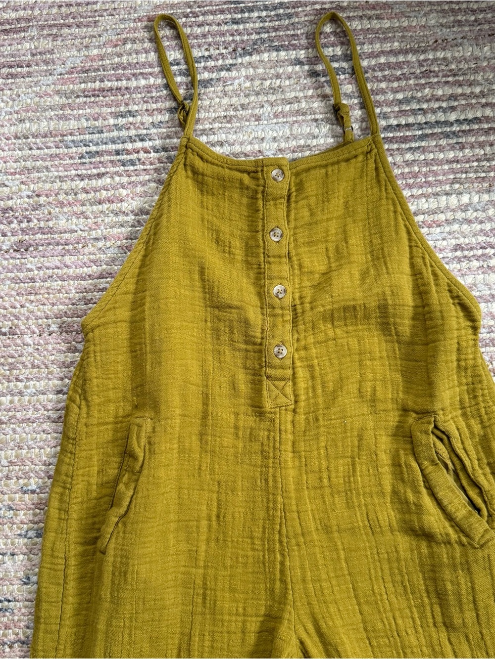 Billabong Mustard Yellow Gauze Jumpsuit - Picture 2 of 12